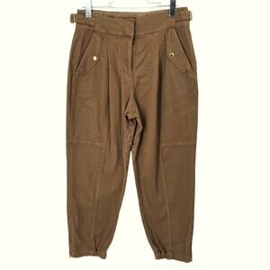 ME+EM Cotton Twill Utility Barrel Pants Brown Zip Elastic Cuff High Rise Size 4